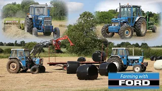 Iconic classic Fords baling wrapping and carting haylage Ford 7810 III Ford 7000 Ford 4000