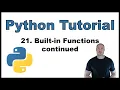 Python Tutorial for Beginners p 21 Built-in Functions continued