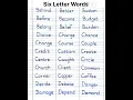 Six Letter Words Part 2 6 Letter Words