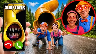 BLIPPI.EXE IN MY HOUSE IN REAL LIFE! HIDDEN CAMERAS CAUGHT SLIDE EATER VS BLIPPI, MS.RACHEL, MEEKAH