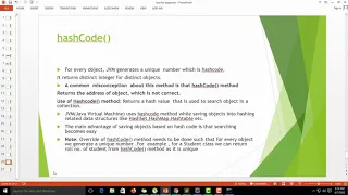 Object Class Method toString and hashCode
