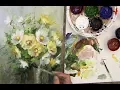 White and Yellow Daisies Quick Composition Acrylic Painting