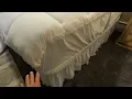 Wrap Around Ruffled Lace Bed Skirt Elastic Dust Ruffle with Adjustable Belts 15 Inch Drop