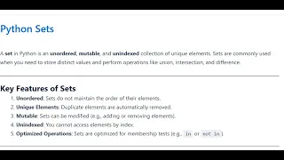 Python Set - unordered mutable and unindexed collection of unique elements