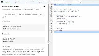 Reverse String Using Stack in C GFG Love Babbar DSA Sheet