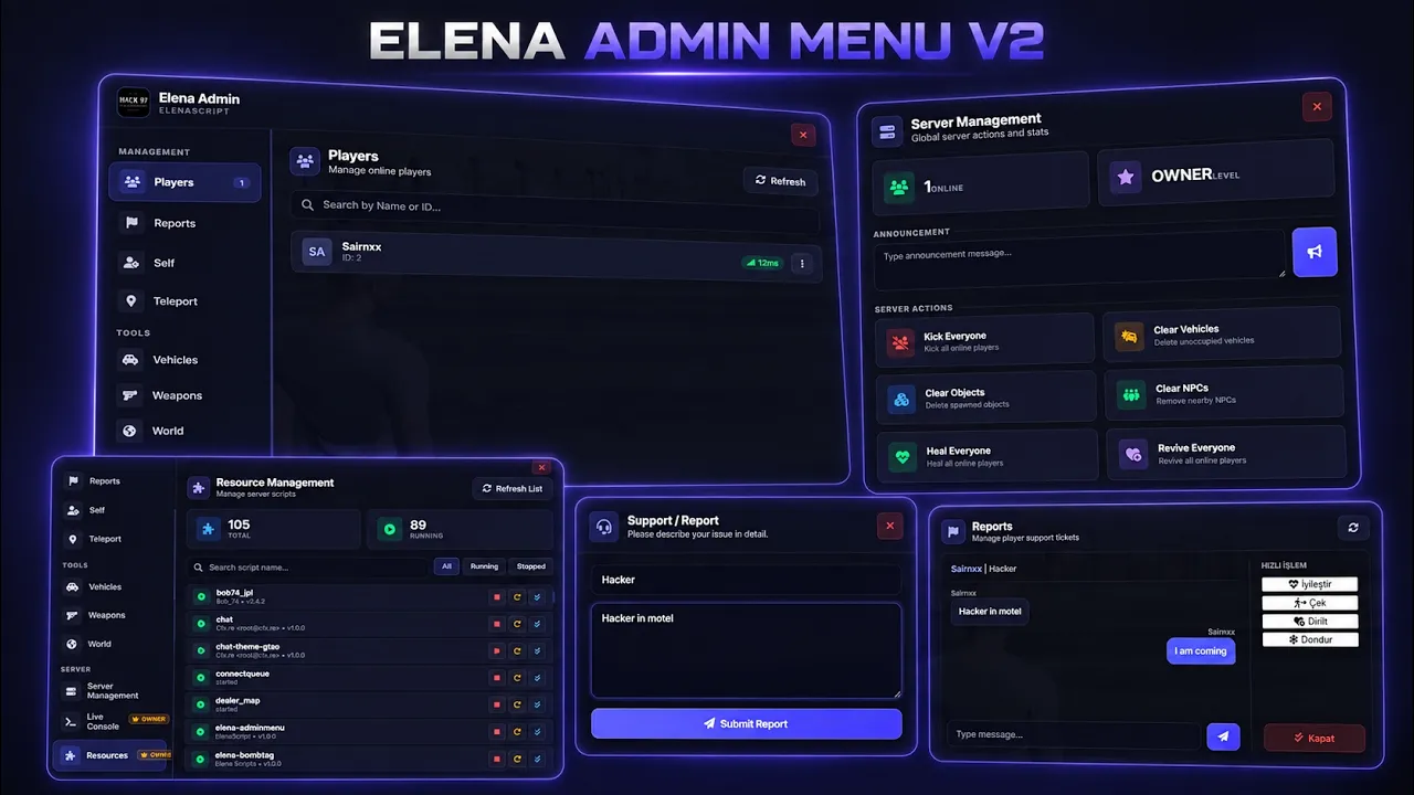 [STANDALONE / QB / ESX] Elena Admin Menu V2 | [OPEN]