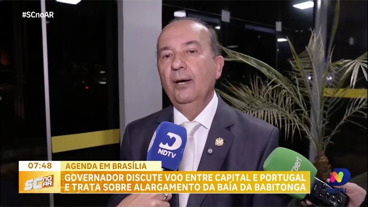 Em Brasília, governador de SC discute voo para Europa e alargamento da Baía da Babitonga