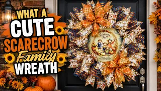 DIY Scarecrow Family Wreath Easy Fall Wreath Tutorial UITC Character Board KIT048WF-26