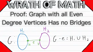 Proof Graph with all Even Degree Vertices has no Bridges Graph Theory