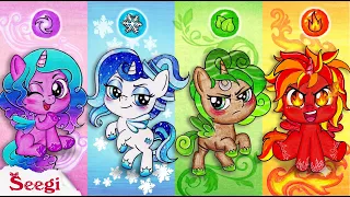 MY LITTLE PONY Four ELEMENTS Transformation  Growing Up Challenge   Stop Motion Paper  Seegi Channel