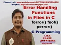 Error handling in C Error handling in Files Error handling Functions Handling errors in C