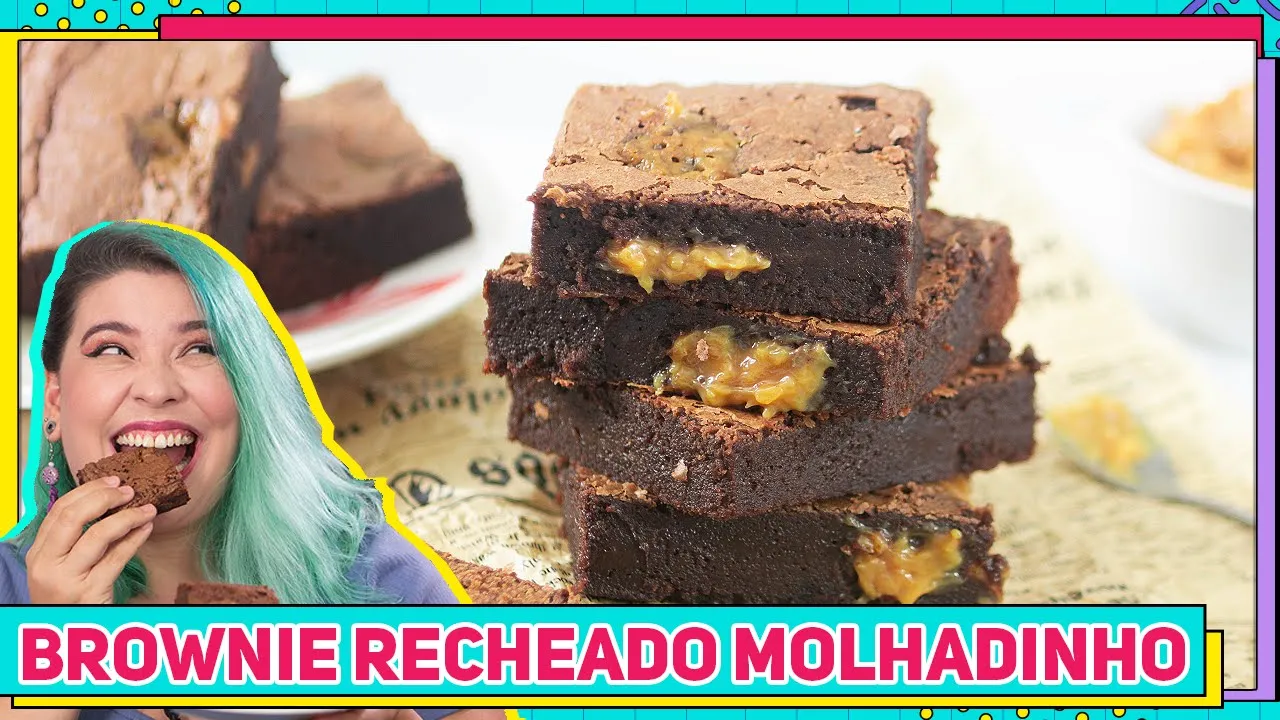 BROWNIE RECHEADO MUITO MOLHADINHO COM DOCE DE LEITE! RECEITA FÁCIL E RÁPIDA | RM733