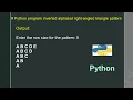 Python program inverted alphabet right-angled triangle pattern