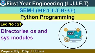 Lec-21 - Directories os And sys Modules Python Programming First Year Engineering
