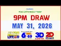 Lotto Results Today 9pm May 31 2026 PCSO