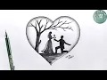 Download Lagu How to draw a love heart with couple // Love Heart Drawing @ArtbyAbhijit