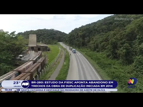 BR-280: estudo da Fiesc aponta abandono em trechos da obra de duplicação iniciada em 2014