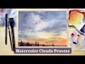 Sunset Clouds Watercolor Painting Process