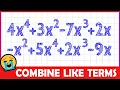 How to Combine Like Terms 2-MINUTE MATH