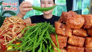 กินส้มตำปลาร้าเผ็ดๆ‼️หมูสามชั้นทอดน้ำปลา ชะอม กระเจี๊ยบแซ่บๆจ้า