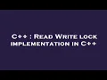 C Read Write lock implementation in C
