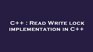 C Read Write lock implementation in C