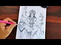 How to Draw DURGA MATA with Lion Step by Step FULL Tutorial Easy