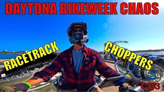 Bike Week Chaos at Daytona - Racetrack to Vendors to Sunday Spyder Cruise Home