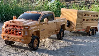 Download Wood Carving - Chevrolet Silverado uniqueness with ability to tow large container - Woodworking Art MP3