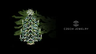 Festive Rhinestone Christmas Tree Green LUXURY CZECH JEWELRY