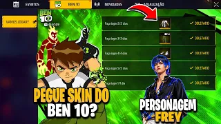 SAIU!! PEGUE SKINS DO BEN 10, NOVO PERSONAGEM FREY E SKIN EVOLUTIVA NO FREE FIRE