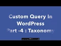 Custom Query in WordPress Taxonomy