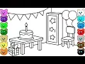 Coloring for Kids with Birt ay Room - Coloring Pages for Children