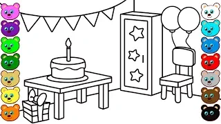 Coloring for Kids with Birt ay Room - Coloring Pages for Children
