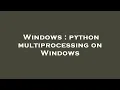 Windows python multiprocessing on Windows