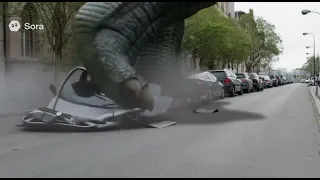 giant kaijus stomping crushing cars compilation