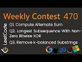 Weekly Contest 470 Leetcode 3701 3702 3703 Q1 Q2 Q3 Solutions Optimal Dry Run