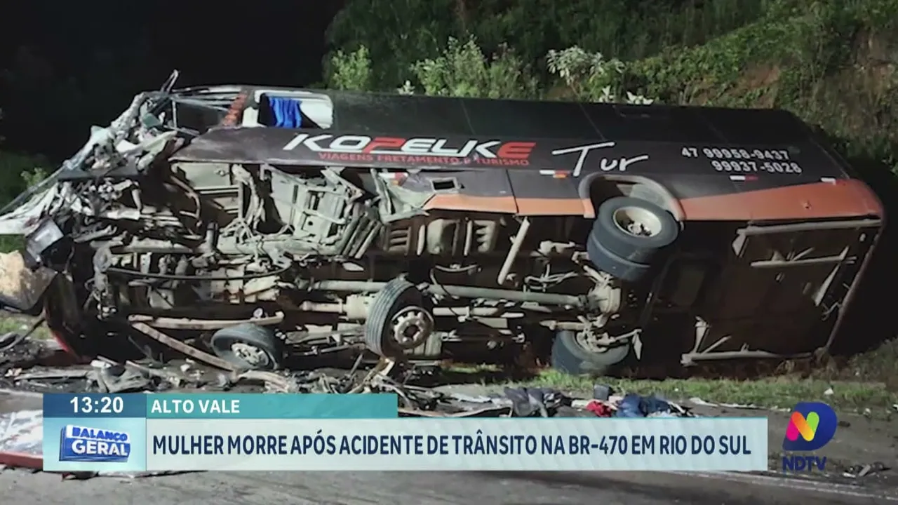 Mulher morre após acidente de trânsito na BR-470 em Rio do Sul