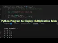 Python Program to Display the Multiplication Table VS Code Multiplication Table Program Python