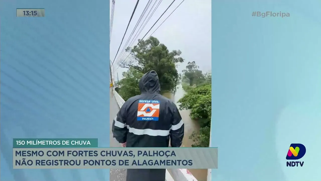 Palhoça não registra pontos de alagamentos após fortes chuvas
