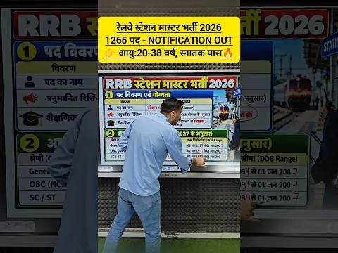 RAILWAY STATION MASTER BHARTI 2026 NOTIFICATION OUT #shorts #shortsfeed #railway