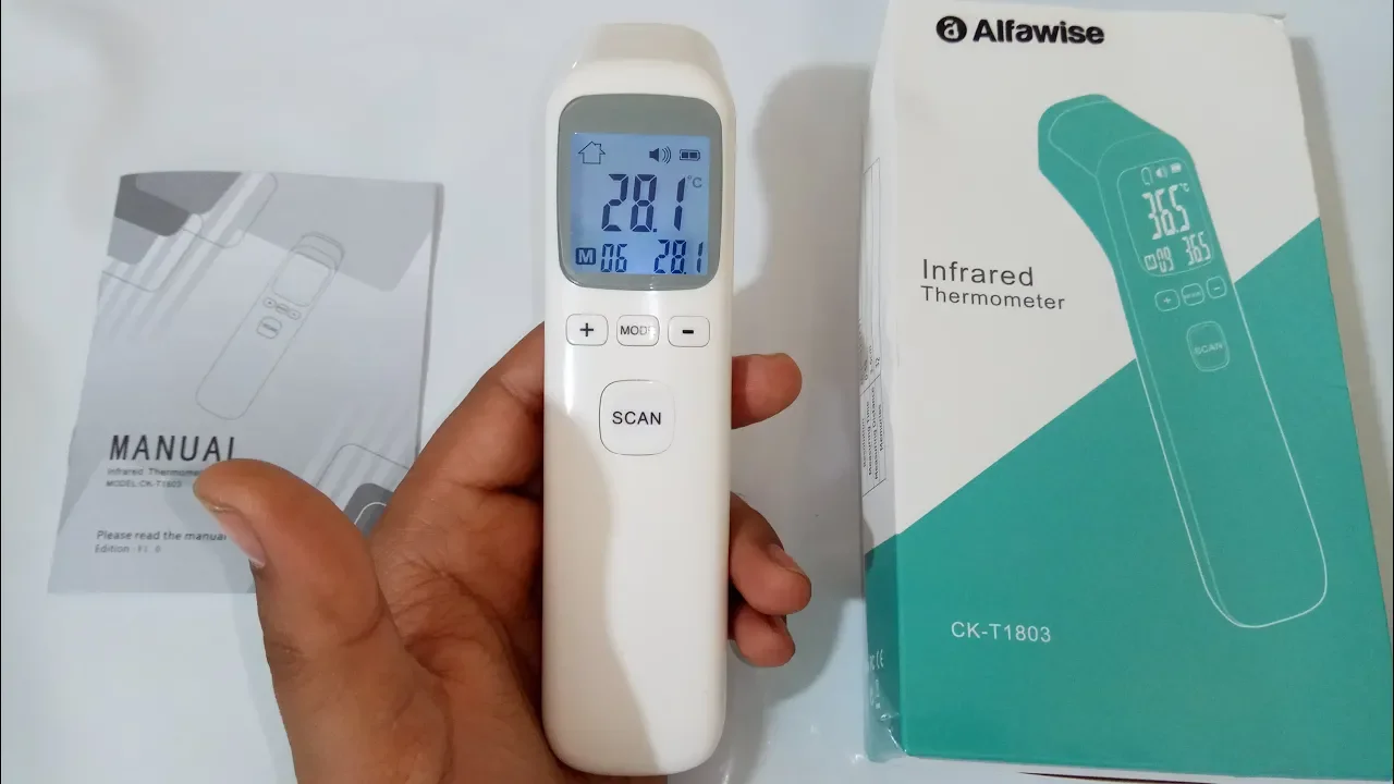 ميزان حرارة رقمي CK - T1803 بالأشعة تحت الحمراء  عدم الاتصال من  Alfawise  - أبيض