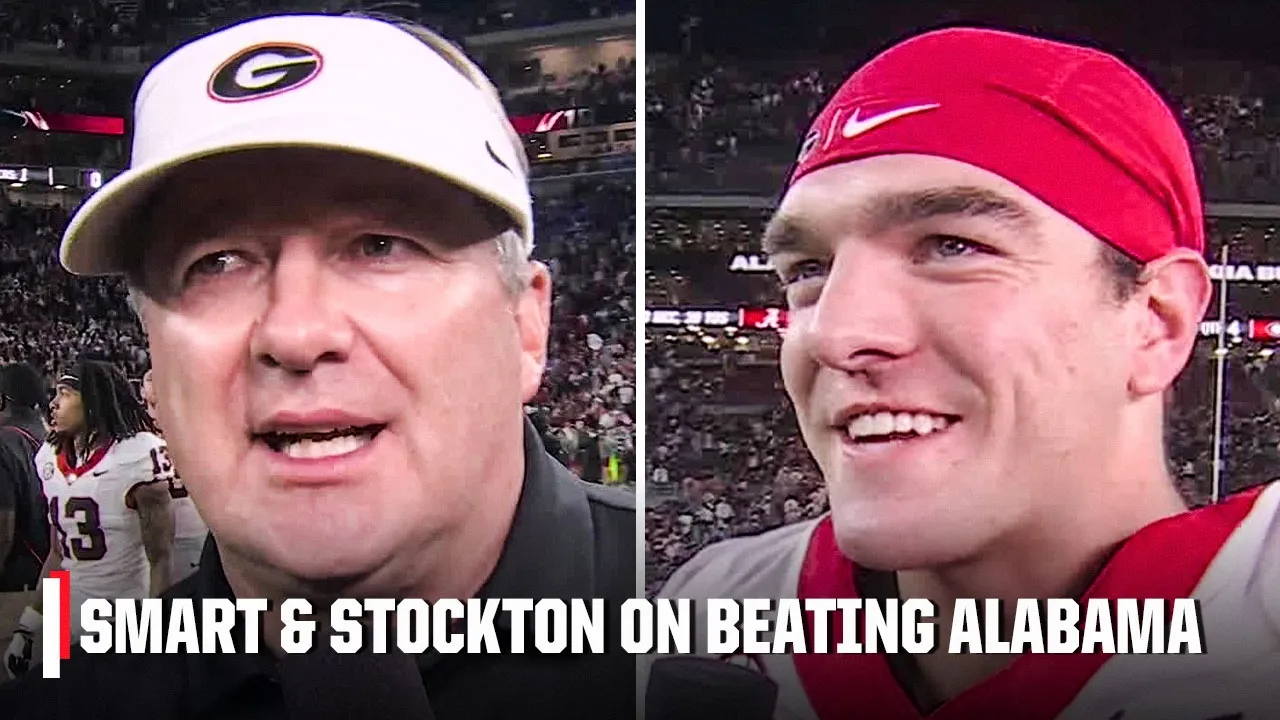 Kirby Smart and Gunner Stockton react to Georgia’s late win over Alabama | ESPN College Football