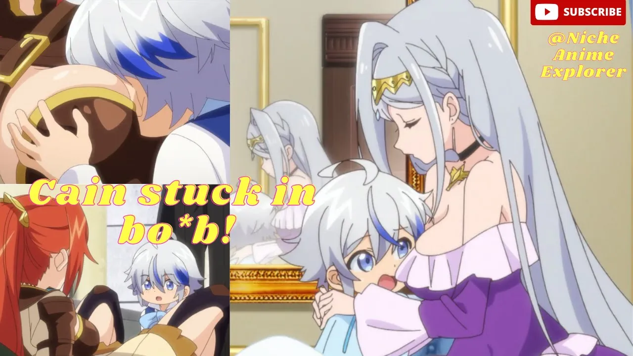 Cain stuck in boob moment !! Jichou wo Shiranai Kamigami no Shito #viralanimes #milk #anime