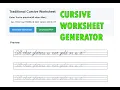 Free Online cursive handwriting worksheet Generator