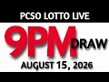 Lotto Result Today 9pm Draw AUGUST 15 2026 Swertres Ez2 PCSO LIVE