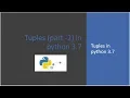 Lecture 33 - Tuples part