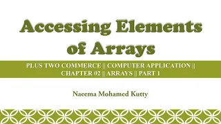 Accessing Elements of Arrays Arrays Malayalam