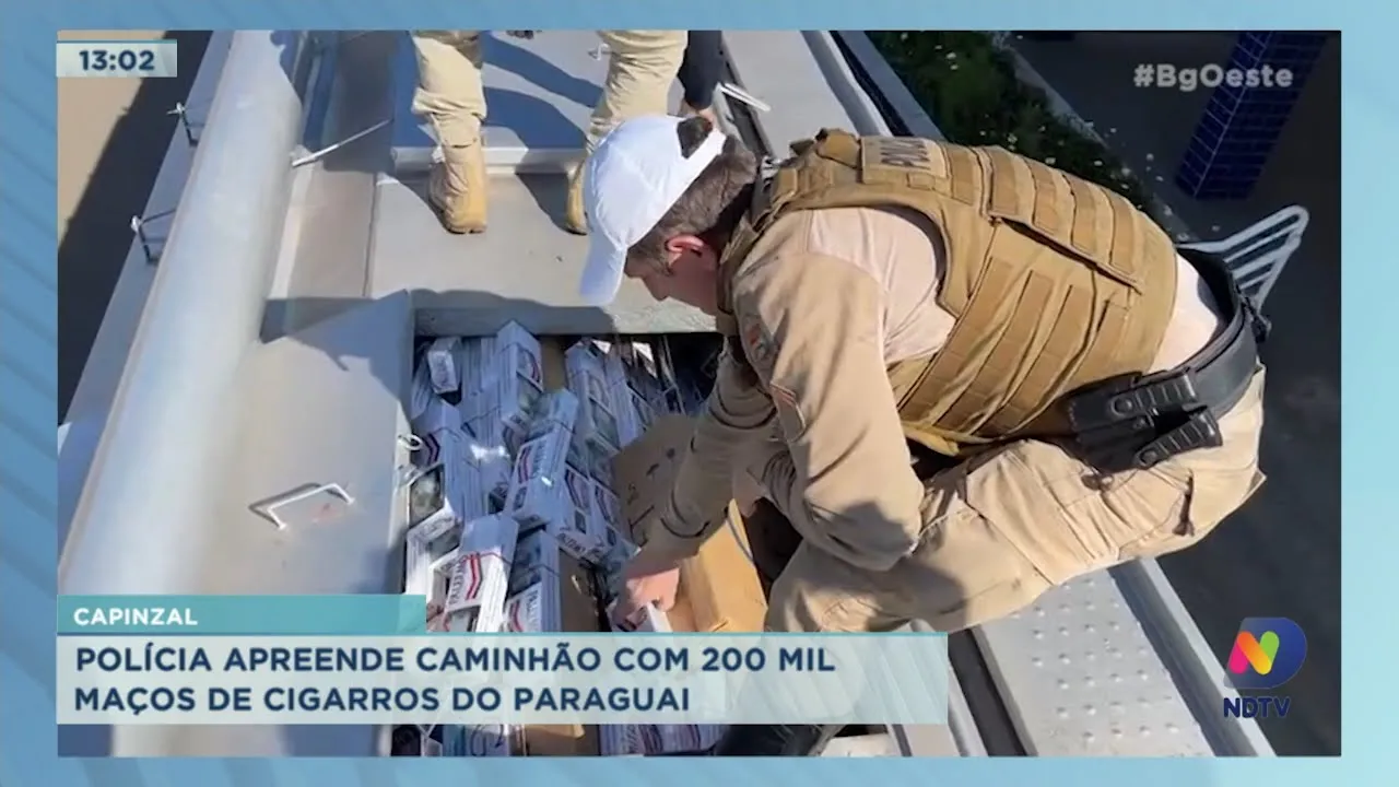Polícia apreende caminhão com 200 mil maços de cigarros do Paraguai