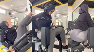 try on hijab style oufit olah raga gym legging sweater